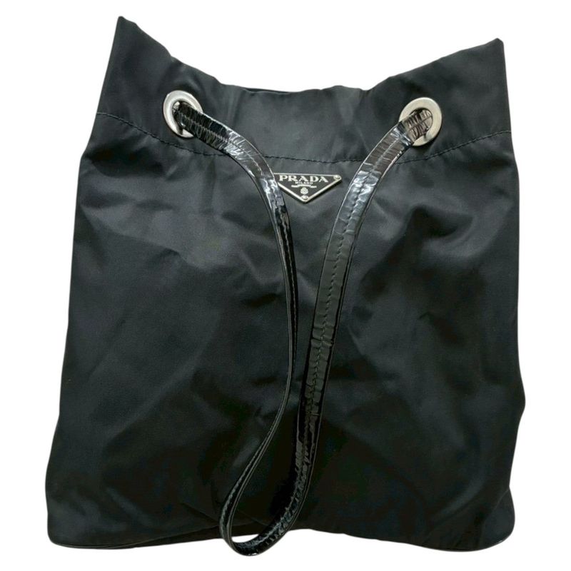 Prada Nylon Triangle Logo Black Tote Bag